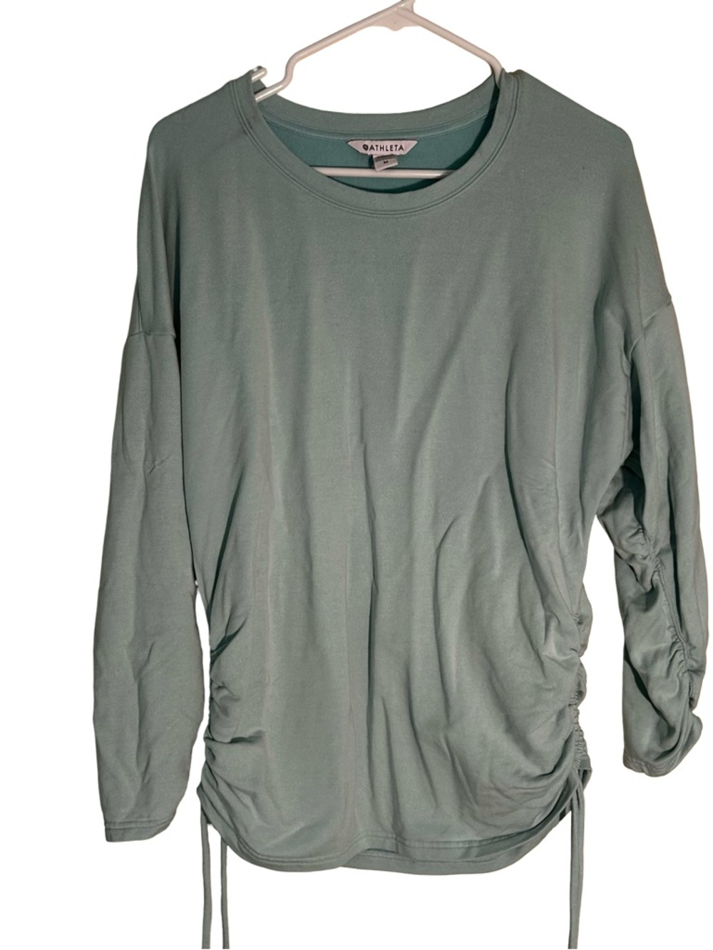 Athleta light pastel teal Long-Sleeve Gathered Side Sweatshirt